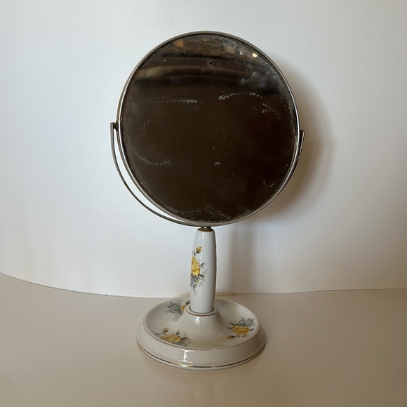 Vintage Removable Hand Held Mirror Porcelain Vanity Bowl Makeup Dressing Table - Picture 2 of 11